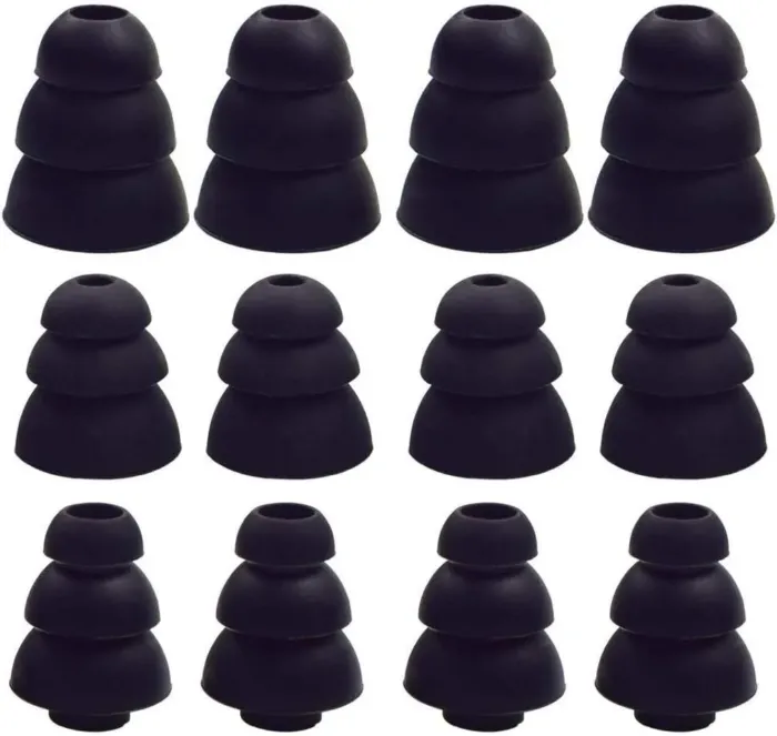 JNSA 3 Flange Noise Cancelling Triple Flange Eartips Eargels Earpads Ear Tips Gels Bud Compatible with Inside Diameter 4mm-5mm Earbuds in-Ear Earphones（Inner Hole 4mm）,S/M/L,6 Pairs, Black 3F6P3 - Image 2