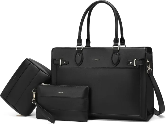 Keyli 3pc Laptop Tote Bag for Women 15.6 Inch Work Bag Business Computer Briefcase Waterproof Leather Messenger Bags Purses - Image 2