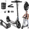 Kick Scooter for Ages 6+,Kid, Teens & Adults - Max Load 300 LBS, 4 Adjustable Levels, 200mm Big Wheel Folding Scooter, Lightweight, Aluminum, Indoor and Outdoor Scooters, Bearing ABE