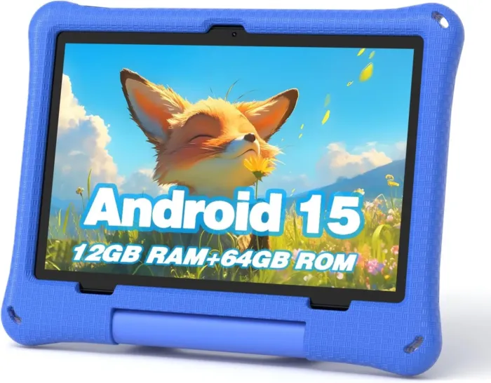 Kids Tablet, 10.1 Inch Android 15 Tablet for Kids, 12GB+64GB, Octa-Core, 6000mAh Battery, WiFi 6, Pre-Installed Kids Apps, Parental Control, with EVA Protective Case – Ideal Gift for Toddler (Blue) - Image 2