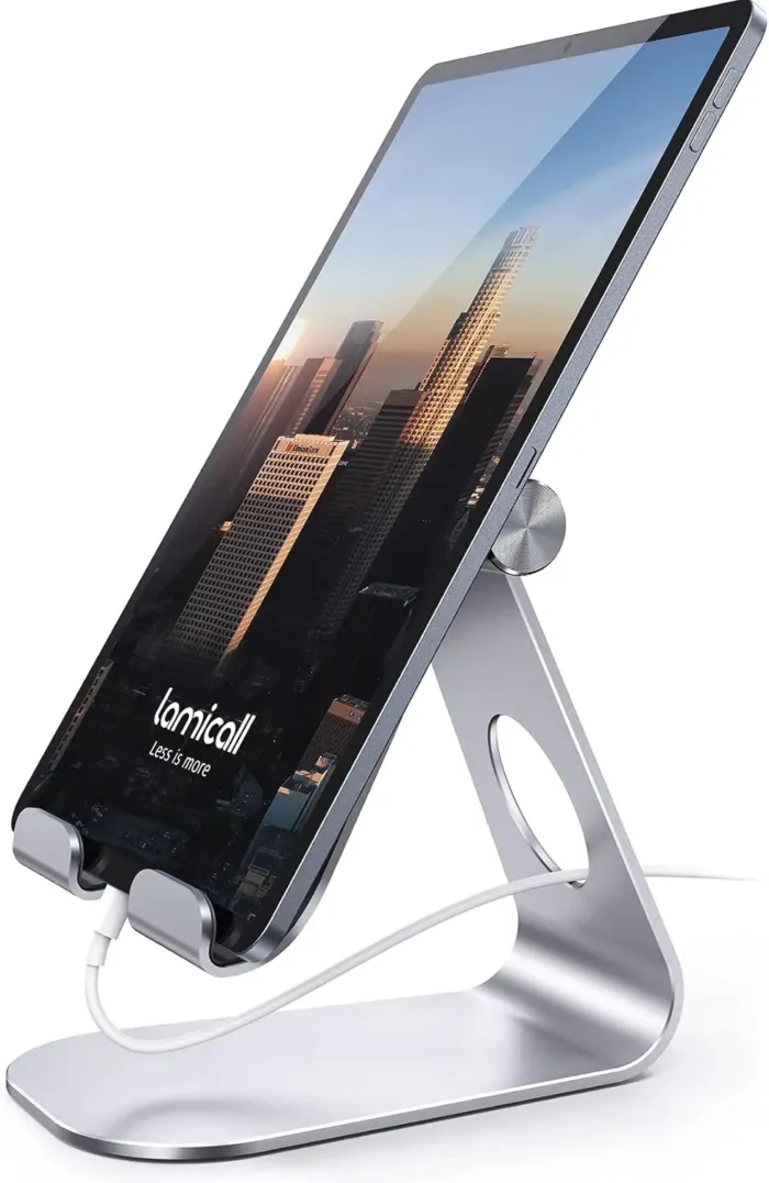 Lamicall Tablet Stand, Adjustable Tablet Holder - Desktop Stand Dock Holder Compatible with 4-13" Tablet Such as iPad Pro 11, 9.7, 10.5, 12.9 Air Mini 4 3 2, Kindle, Nexus, Tab, Silver - Image 2