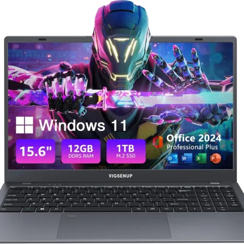 Laptop, 12GB LPDDR5 RAM, 1TB SSD, 15.6 Inch Laptop Computer, Win 11 Pro, N95 Quad Core Processor, Up to 3.4GHz, Preinstall Office Pro Plus 2024, WiFi 5, BT 5.0, USB-C, Webcam, Fingerprint