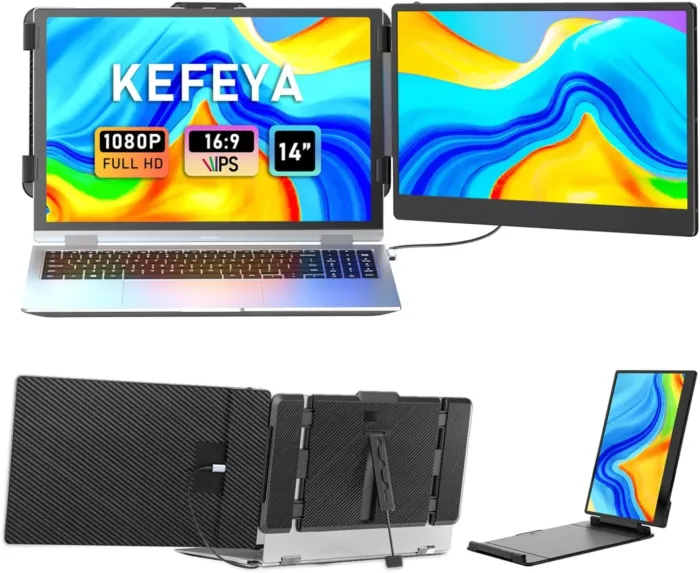 Laptop Screen Extender, 14" FHD 1080P IPS Laptop Monitor Extender Dual Screen, Portable Monitor for Laptops 13-17" with USB-C/HDMI Port, Plug n Play for Windows/Mac/Android/Switch/PS5 - Image 2