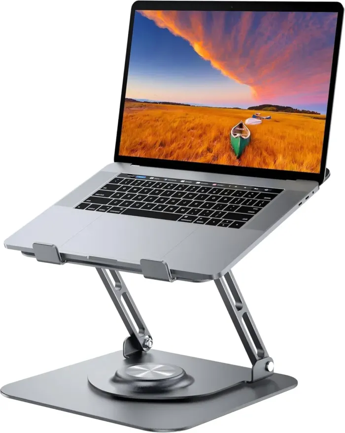 Laptop Stand for Desk, Adjustable Computer Stand with 360° Rotating Base, Ergonomic Laptop Riser for Collaborative Work, Foldable & Portable Laptop Stand, fits for All 10-16" Laptops - Image 2