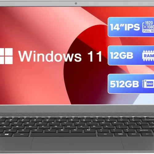 Laptop, Win 11 Laptop Computer, 12GB RAM 512GB SSD, Quad-Cores N4120 Processor, 14″ Full HD Win 11 Pro Laptops, Support 2.4G/5G WiFi, Bluetooth 4.2, USB 3.0, Long Lasting Battery