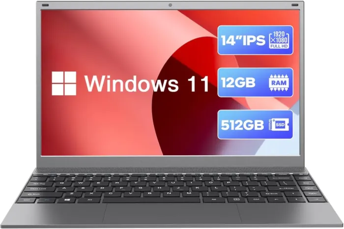 Laptop, Win 11 Laptop Computer, 12GB RAM 512GB SSD, Quad-Cores N4120 Processor, 14" Full HD Win 11 Pro Laptops, Support 2.4G/5G WiFi, Bluetooth 4.2, USB 3.0, Long Lasting Battery - Image 2