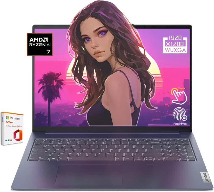 Lenovo IdeaPad 5 Slim, 16" FHD Touchscreen Laptop, 8Cores AMD Ryzen 7 8845HS, 16GB LPDDR5x Memory, 1TB PCIe SSD, Fingerprint Reader, Win 11 Home,w/Office 365 (Windows 11 Home, 16GB RAM | 1TB PCIe SSD)
