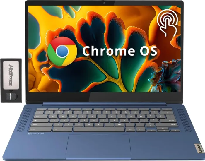 Lenovo IdeaPad Slim 3 Chromebook, 14″ FHD IPS Anti-Glare Touchscreen, MediaTek Kompanio 520, 4GB LPDDR4X, 224GB Storage(64GB eMMC+160GB Docking Station Set), Webcam, WiFi 6, Chrome OS, Blue - Image 2