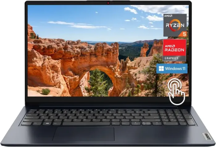 Lenovo Ideapad 1 Laptop, 15.6" FHD (1920x1080) IPS 300nits Anti-Glare Display, Touch, Ryzen 5 7520U, 8GB RAM, 512GB Storage, AMD Radeon Graphics, HDMI, Windows 11, HDMI, Abyss Blue - Image 2