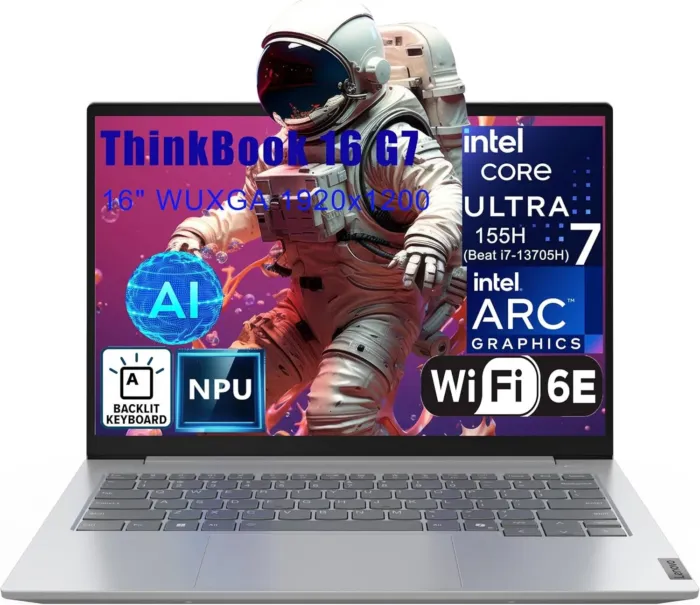 Lenovo Thinkbook 16 Ultra 7 155H Premium Laptop Computer Intel 16-Core 16" FHD 64GB DDR5 2TB SSD Arc Graphics Backlit Keyboard Thunderbolt Win 11 Pro NPU AI Experience Copilot Business Laptop AZXUT - Image 2