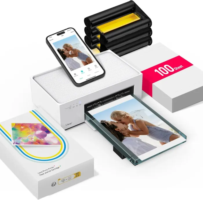 Liene M100 4x6'' Photo Printer, Phone Printer 100 Sheets & 3 Cartridges, Full-Color Photo, Portable Instant Photo Printer for iPhone Android, Thermal Dye Sublimation, Wi-Fi Picture Printer 100 Papers - Image 2