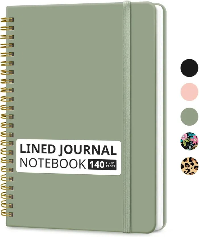Lined Spiral Journal Notebook for Women & Men, 140 Pages, College Ruled Hardcover Notebook for Work & Note Taking, Journals for Writing, A5(6"x8") - Green - Image 2