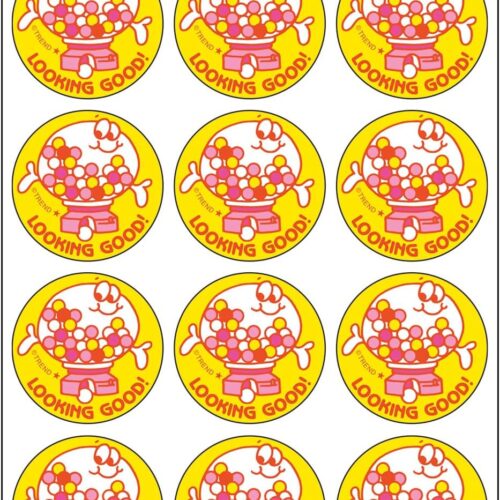 Looking Good!/Gumballs Scent Retro Stinky Stickers by TREND; 24/Pack – Authentic 1980s Designs!