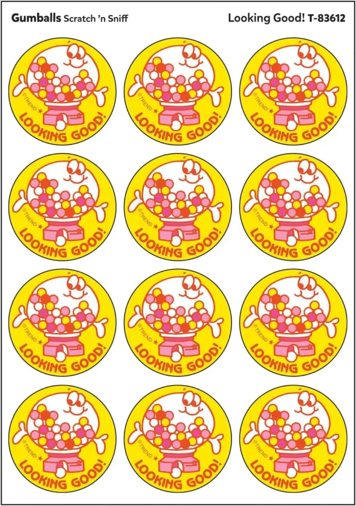 Looking Good!/Gumballs Scent Retro Stinky Stickers by TREND; 24/Pack - Authentic 1980s Designs! - Image 2