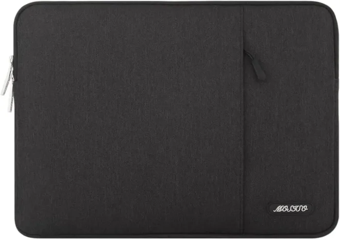 MOSISO Laptop Case 13.3 inch, 13-13.3 inch Laptop Sleeve Compatible with MacBook Air/Pro 13 / Pro 14, HP Dell ASUS Lenovo Notebook, Polyester Vertical Computer Sleeve Bag with Pocket, Black - Image 2