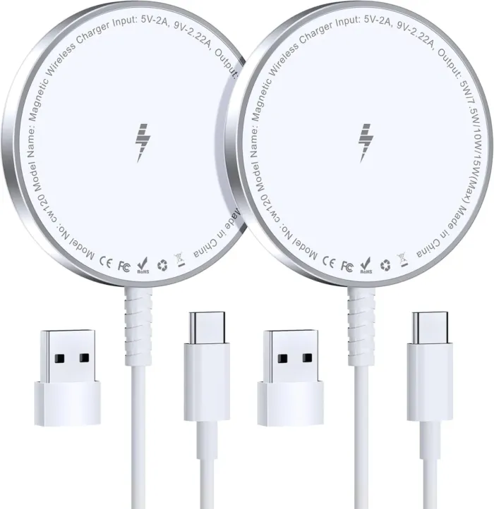 Magnetic Wireless Charger for iPhone: Compatible with Magsafe Charger iPhone 16 15 14 13 12 Series & Airpods 4 3 2 Pro - Fast 15W Max Charging Pad Strong Magnet, Dual USB-C/A Ports-Home Office Travel - Image 2