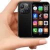 Mini phone Unlocked Mini Smartphone for kids with 3.0" HD Touch Screen World's Smallest Cell Phone Quad Core Dual Sim Card Face ID Android Compact Small Mobile Phones for Student Pocket 2GB+16GB Black