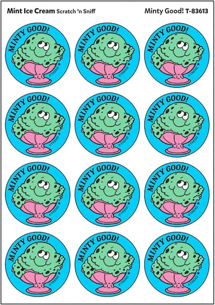 Minty Good!/Mint Ice Cream Scent Retro Stinky Stickers by TREND; 24/Pack - Authentic 1980s Designs!