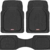Motor Trend FlexTough Floor Mats for Cars, Black Deep Dish All-Weather Mats, Waterproof Trim-To Fit Automotive Floor Mats for Cars Trucks SUV, Universal Floor Liner Car Accessories