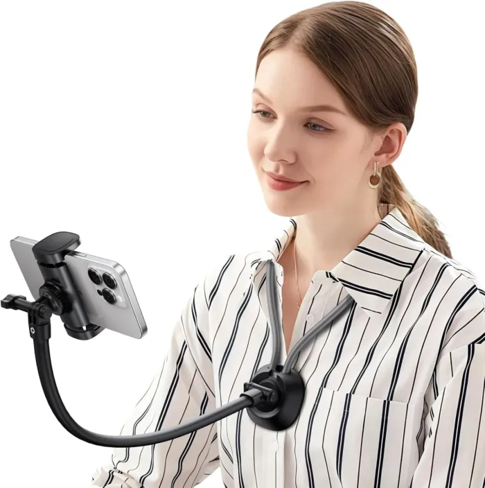 Neck Phone Holder for Bed，POV Cell Phone Stand for Video Vlog Selfie, Hands Free Chest Tripod Mount for 4.7-7 Inches Smartphone (K09-7L) - Image 2
