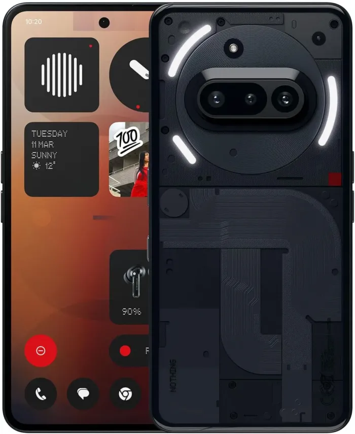 Nothing Phone (3a) Smartphone, 6.77" 120Hz AMOLED Display, 50MP Triple Camera System, Snapdragon 7s Gen3 Processor, Bluetooth 5.4, IP64 Waterproof, 5000mAh,Dual Nano-SIM, Android 15, 8+128GB Black - Image 2