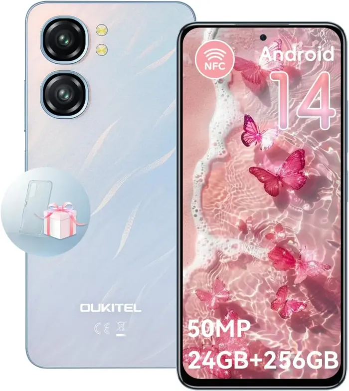 OUKITEL C58 Pro Unlocked Cell Phone - Android 14 Mobile Phone with 24(6+18) GB +256GB/1TB TF Expand, 6.7" HD+ Screen 90Hz 50MP Main Camera 5150mAh Battery Smartphones, OTG/Dual SIM/NFC/T-Mobile - Image 2