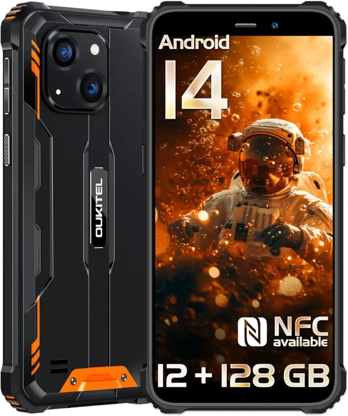 OUKITEL WP32 Rugged Smartphone Unlocked - 12GB RAM+128GB ROM/1TB Rugged Phone Android 14, 6300mAh Battery, 20MP+5MP Cell Phone, 6.0" Screen, 4G Dual SIM, IP68/IP69K, NFC,OTG,GPS,T-Mobile, Orange - Image 2