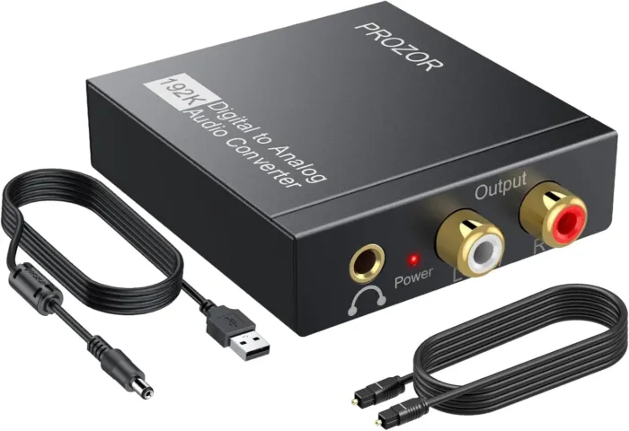 PROZOR 192KHz Digital to Analog Audio Converter DAC Digital SPDIF Optical to Analog L/R RCA Converter Toslink Optical to 3.5mm Jack Adapter for PS3 HD DVD PS4 Amp Apple TV Home Cinema - Image 2