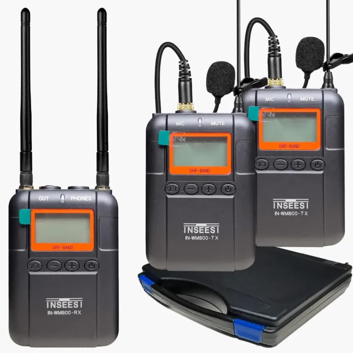 Professionai Wireless Video Recording Microphone with 1 Receiver, 2 Transmitters, and 2 Lapel Microphones Compatible Smartphones,DSLR,and Video Cameras - Image 2