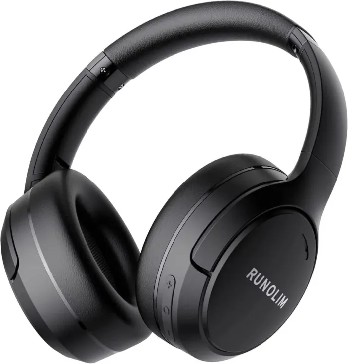 RUNOLIM Hybrid Active Noise Cancelling Over Ear Bluetooth Headphones with Microphone, 70H Playtime, Foldable Headphones with HiFi Audio, Deep Bass for Home, Travel, Office - Image 2