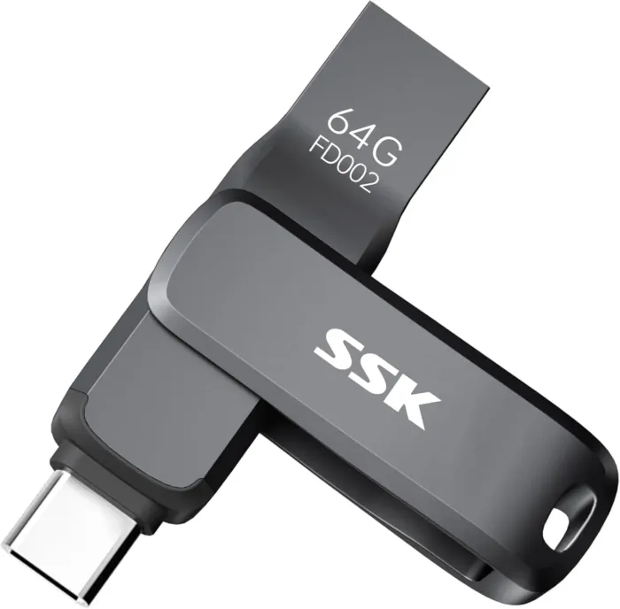 SSK USB 3.2 Flash Drive 64GB,Up to 200 MB/S Read Speed USB C Memory Stick,Dual USB C Thumb Drive with USB Type-C and USB A,Robust Black Metal Pen Drive for Smartphones,Tablets,Mac,Laptop,Car,TV - Image 2