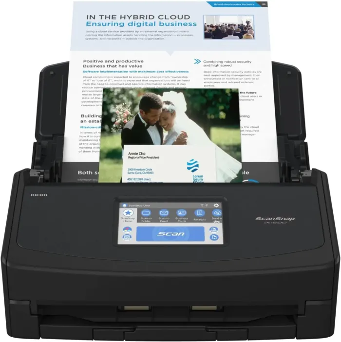 ScanSnap iX1600 Wireless or USB High-Speed Cloud Enabled Document, Photo & Receipt Scanner with Large Touchscreen and Auto Document Feeder for Mac or PC, 17 watts, Black - Image 2