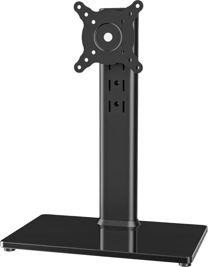 Single LCD Computer Monitor Free-Standing Desk Stand Mount Riser for 13 inch to 32 inch screen with Swivel, Height Adjustable, Rotation, Vesa Base Stand Holds One (1) Screen up to 77Lbs(HT05B-001)) - Image 2