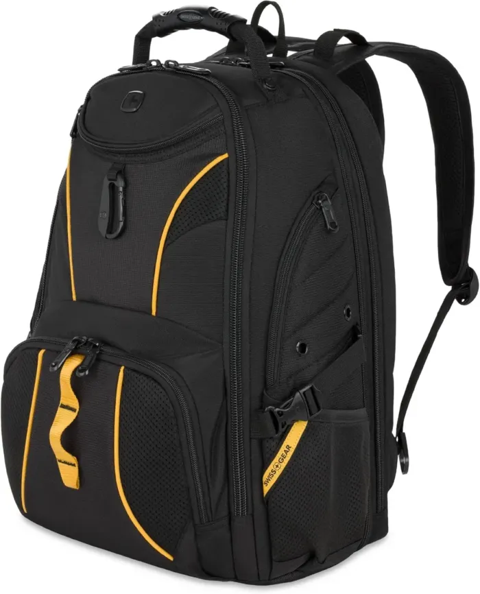 SwissGear 1900 Scansmart TSA 17 Laptop Backpack, Black/Gold, 19-Inch - Image 2