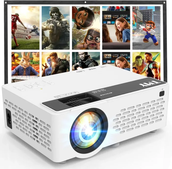 TMY Mini Projector, Upgraded Bluetooth Projector with Screen, 1080P Full HD Portable Projector, Movie Projector Compatible with TV Stick Smartphone/HDMI/USB, indoor & outdoor use - Image 2