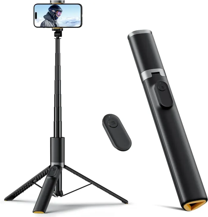 TODI 63" Cell Phone Selfie Stick Tripod, Portable Tripod for iPhone with Wireless Remote, Extendable Smartphone Stand, All-in-1, Compatible with iPhone/Android - Image 2