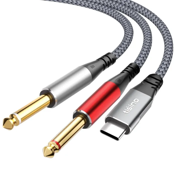 Tisino USB C to 1/4 inch Audio Cable, USB C to Dual TS Mono Cable, 6.35mm TS to Type C Y-Splitter Audio Cable for Smartphone, Tablet, Laptop Link to Amplifier, Mixing Console, Speaker - 10 Feet - Image 2