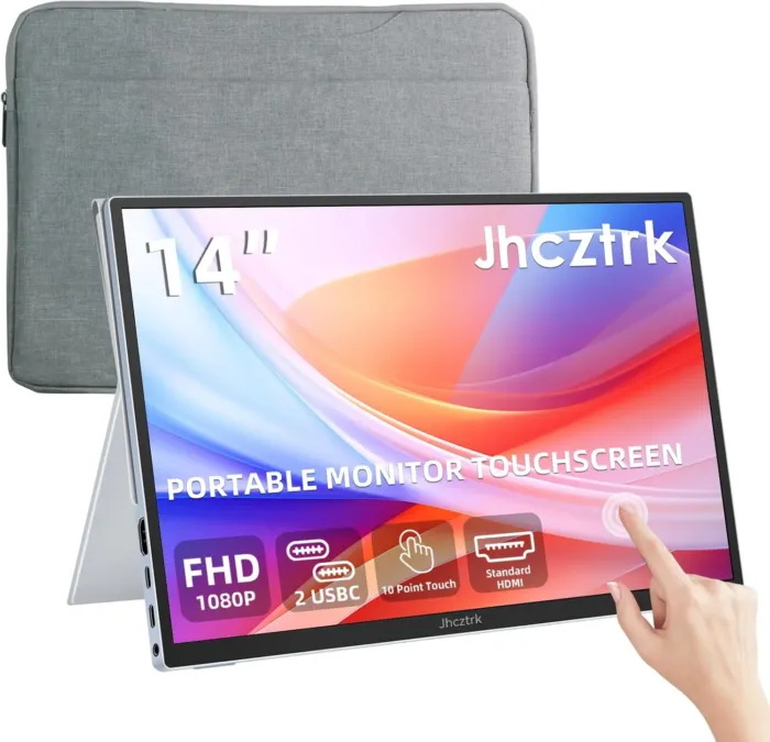 Touchscreen Portable Monitor 14 Inch IPS Slim Travel Screen FHD 1920X1200 HDR FreeSync Bezel Less USB-C Computer Monitor with Cover Stand and Speakers for Laptop PC Mac Surface PS4/5 Xbox - Image 2