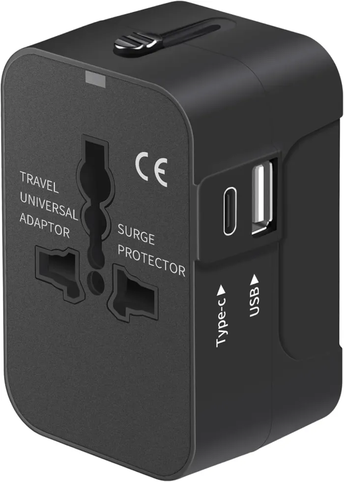 Travel Adapter with USB C, Universal All in One Worldwide Travel Adapter Power Converters Wall Charger AC Power Plug Adapter USB Type C Charging Ports for USA EU UK AUS Black - Image 2