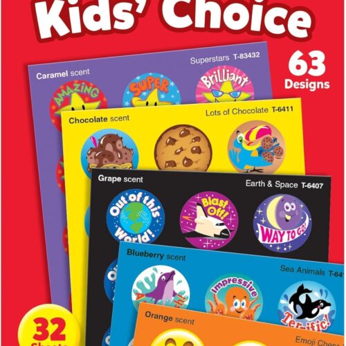 Trend Enterprises: Sweet Scents, Scented Scratch ‘N Sniff Stinky Stickers, Fun for Rewards, Incentives, Crafts and as Collectibles, 108 Designs, 30 Sheets Included, for Ages 3 and Up