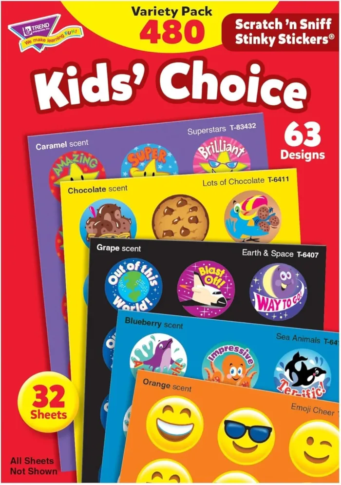 Trend Enterprises: Sweet Scents, Scented Scratch 'N Sniff Stinky Stickers, Fun for Rewards, Incentives, Crafts and as Collectibles, 108 Designs, 30 Sheets Included, for Ages 3 and Up