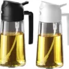 TrendPlain 16oz/470ml Glass Olive Oil Sprayer for Cooking - 2 in 1 Olive Oil Dispenser for Kitchen Gadgets, Air Fryer, Salad, and BBQ - Black & White