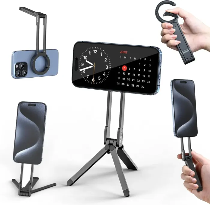 ULANZI MA30 Magnetic Phone Tripod Stand for iPhone - Aluminium Maglock Smartphone Mini Tripod Pocket Cell Phone Stand Dual-Sided Magnet Quick Mount Compatible with iPhone 16 15 14 13 12 Magsafe, Black - Image 2