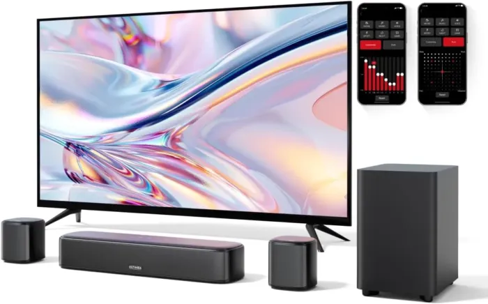 ULTIMEA 5.1ch Sound Bar for Smart TV, Virtual Surround Sound System for TV, App Control, Home Theater Sound System, TV Soundbar with Subwoofer, 2 Surround Speakers, Peak Power 250W, Opt/AUX, Aura A30 - Image 2