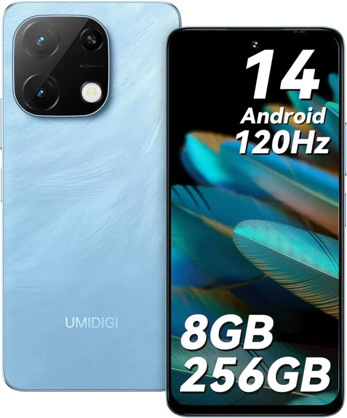 UMIDIGI Note 100A Cell Phone, 6.8" HD+ 120Hz Display Phones, Android 14 Unlocked Smartphone, 8(4+4)+256GB/1TB TF, 5000mAh Battery Andriod Phone, AI Face & Fingerprint Unlock, 4G Dual SIM, GPS,OTG - Image 2