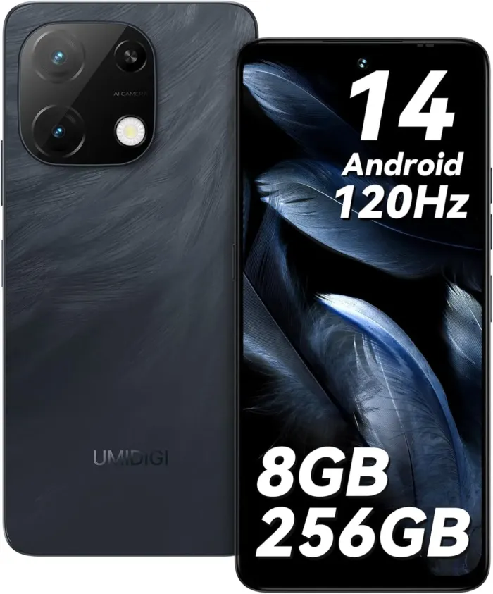UMIDIGI Note 100A Cell Phone, 8(4+4)+256GB/1TB TF, 6.8" HD+ 120Hz Display Phones, Android 14 Unlocked Smartphone, 5000mAh Battery Andriod Phone, AI Face & Fingerprint Unlock, 4G Dual SIM, GPS,OTG - Image 2