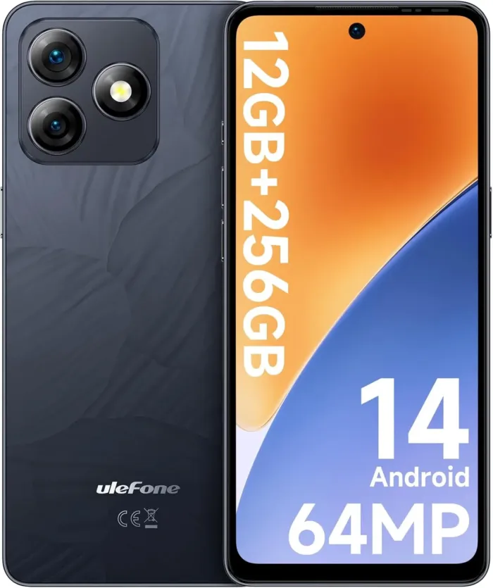 Ulefone Note 18 Pro Android 14 Unlocked Cell Phone, 12GB+256GB/2TB TF, Octa Core, 64MP+50MP Dual Camera, 6.78" HD+/90Hz Screen Smartphone, 5450mAh/18W, 4G Dual SIM/Face ID/OTG/GPS/NFC- Black Phone - Image 2