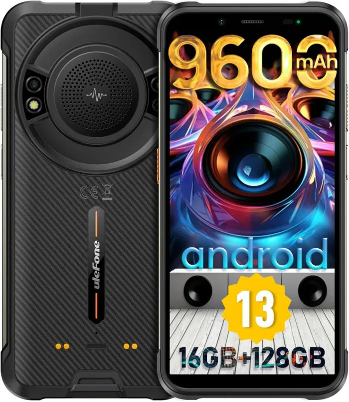 Ulefone Power Armor 16S Rugged Smartphone, 16GB+128GB, 122dB HiFi Speaker, 9600mAh Battery, 50MP Dual Rear Camera, Rugged Phone Unlocked, IP68/69K, Waterproof Phone, Drop-Proof, Android 13, NFC, Black - Image 2
