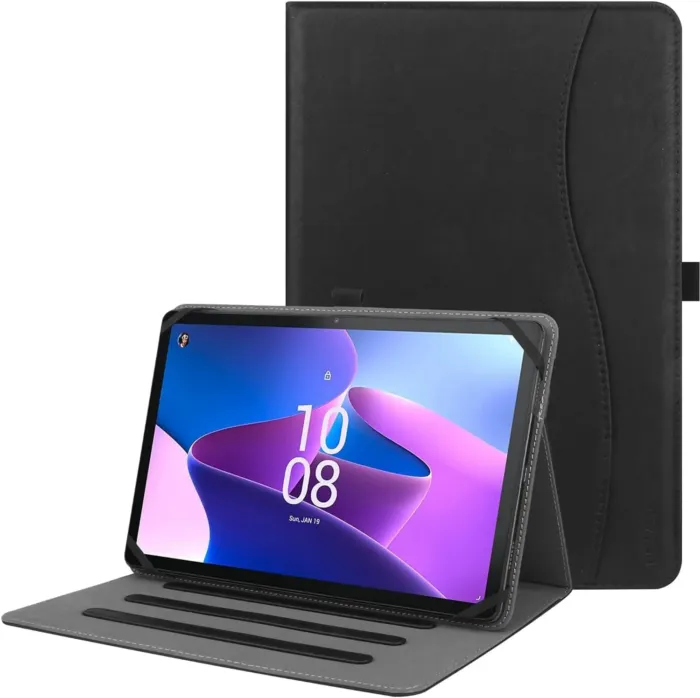 Universal 9",9.7",10.1",10.2",10.5",10.9",11" Tablet Case,Multi-Viewing Angels Stand Folio Case Cover with Handstrap for for iPad, Samsung,Other 9-11 inch Tablet,Black - Image 2