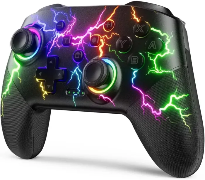 VOYEE Switch Controllers Compatible with Switch/Lite/OLED/Windows/iOS/Android, 1000mAh Programmable RGB Lightning LED, Wireless Pro Controller with One Key Pairing/Wake Up/Turbo/Vibration - Image 2